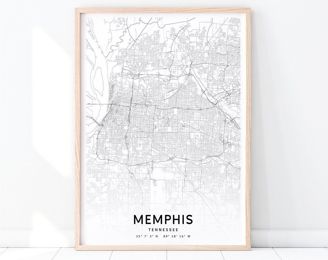 Memphis Map Print, Tennessee Modern Travel Poster