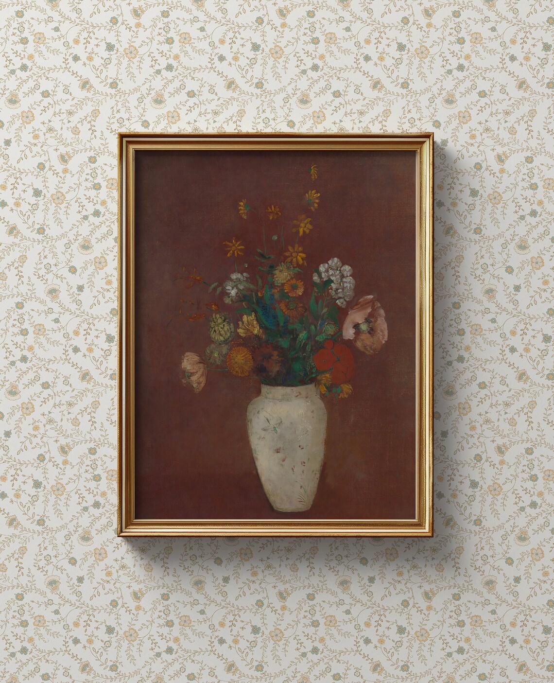 Botanical Cottage Core Floral Art Print, Neutral