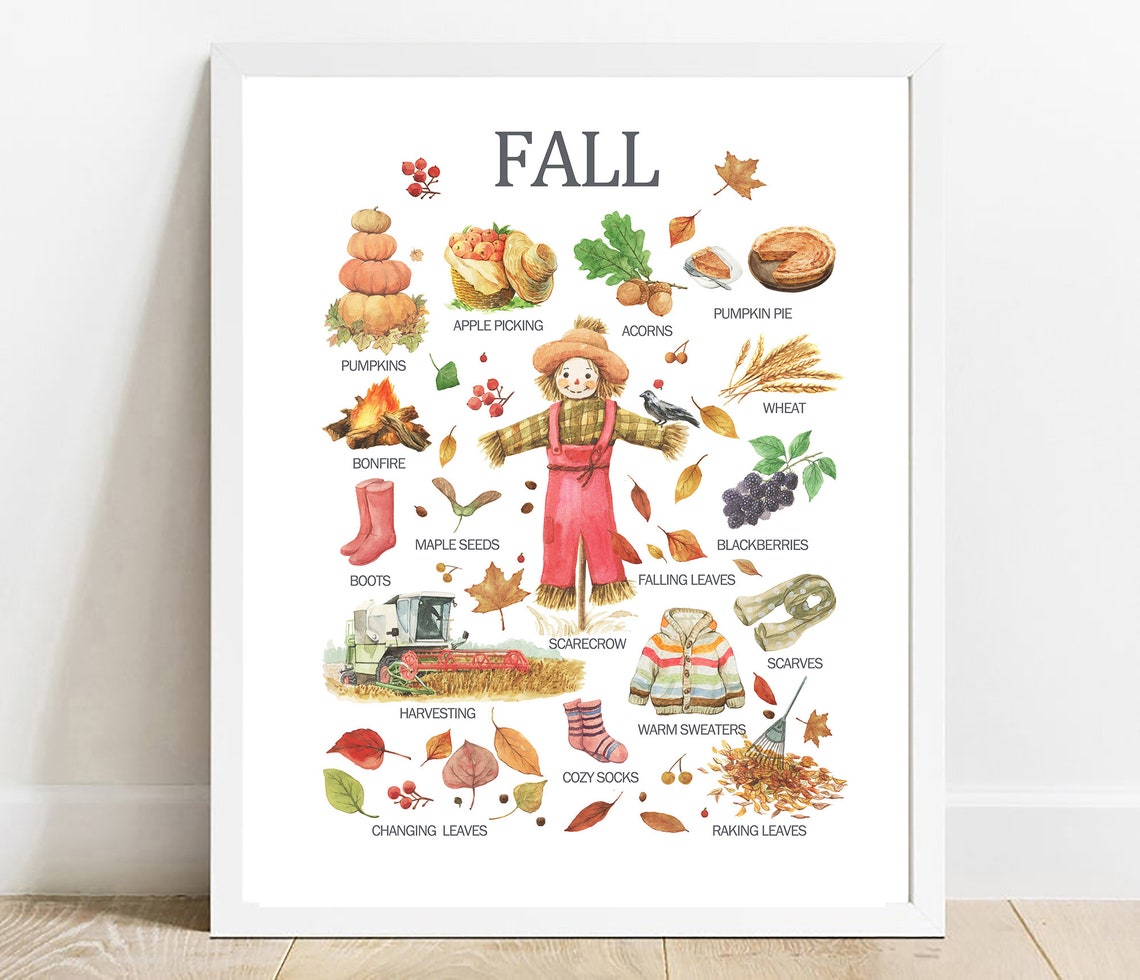 Fall Learning Poster Autumn Nursery Decor