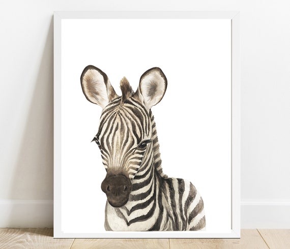 Watercolor Zebra Print Safari Animal Nursery Art