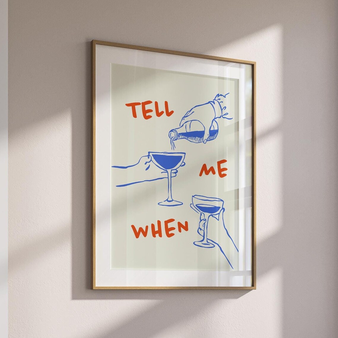 Tell Me When Retro Wine Poster, Bar Cart Decor - Image 2