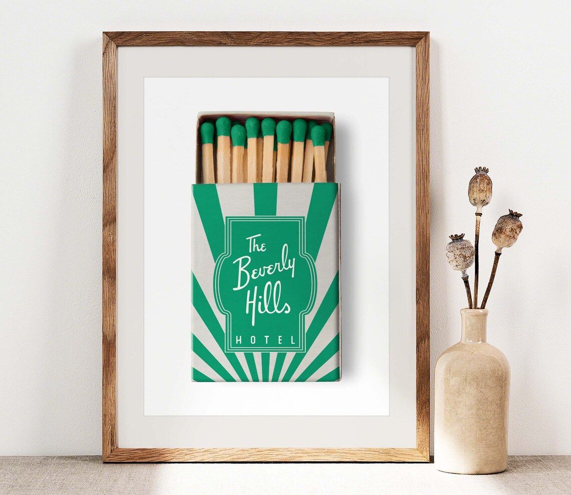 The Beverly Hills Hotel Green Matchbox Travel Souvenir Poster