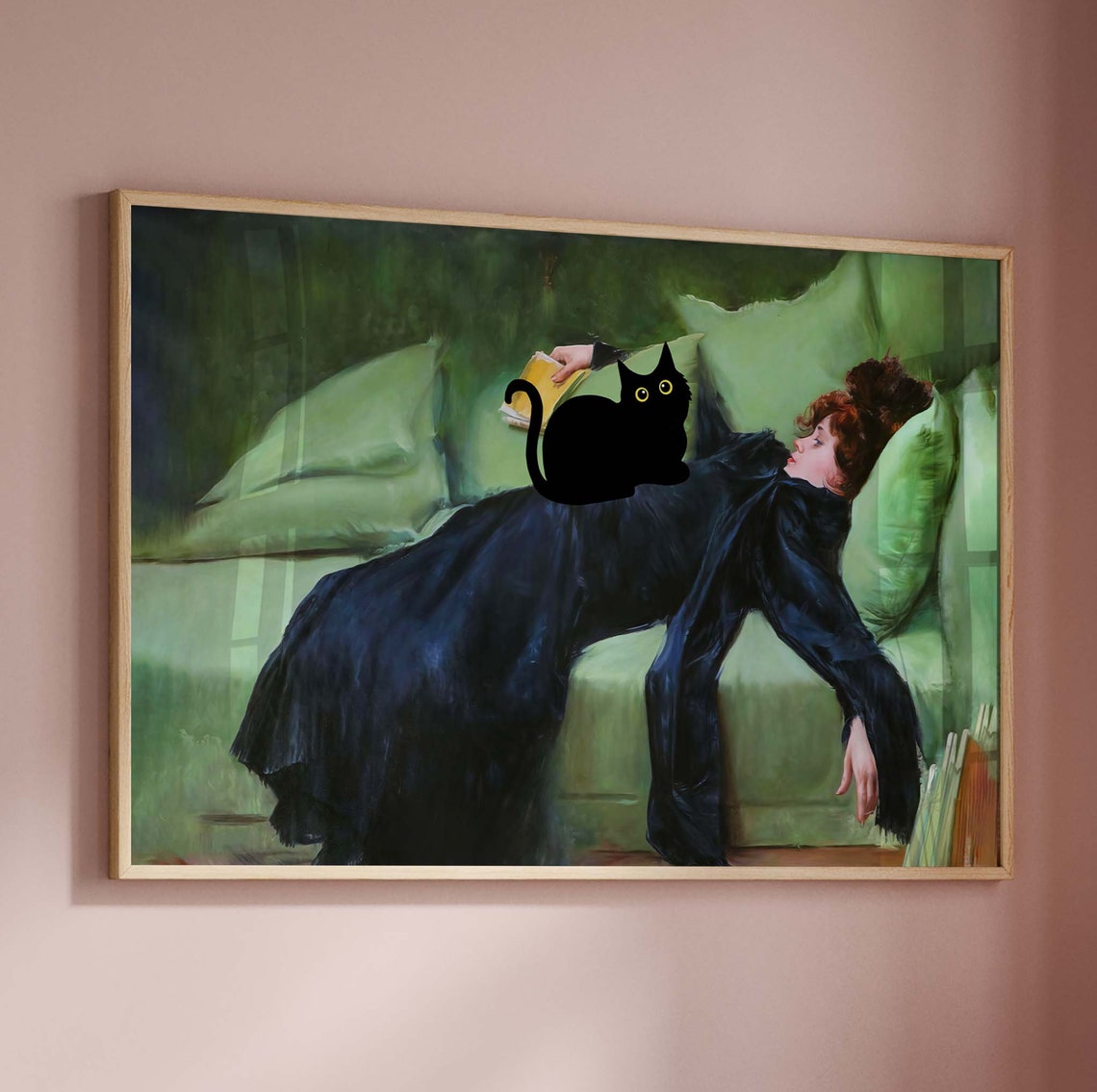 Black Cat Lounging After the Dance Ramon Casas Inspired Poster - Image 3