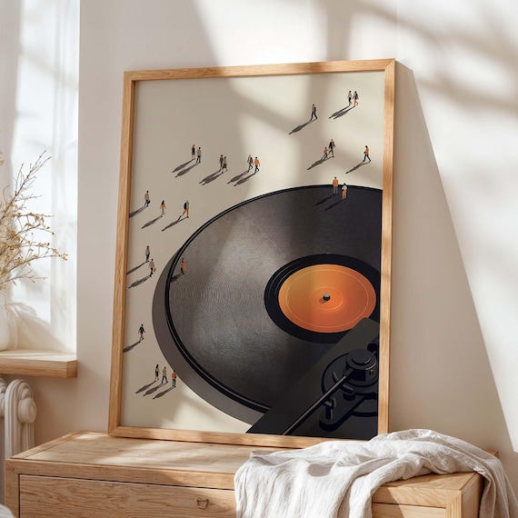 Vinyl Record Turntable Poster, Minimalist Music Decor