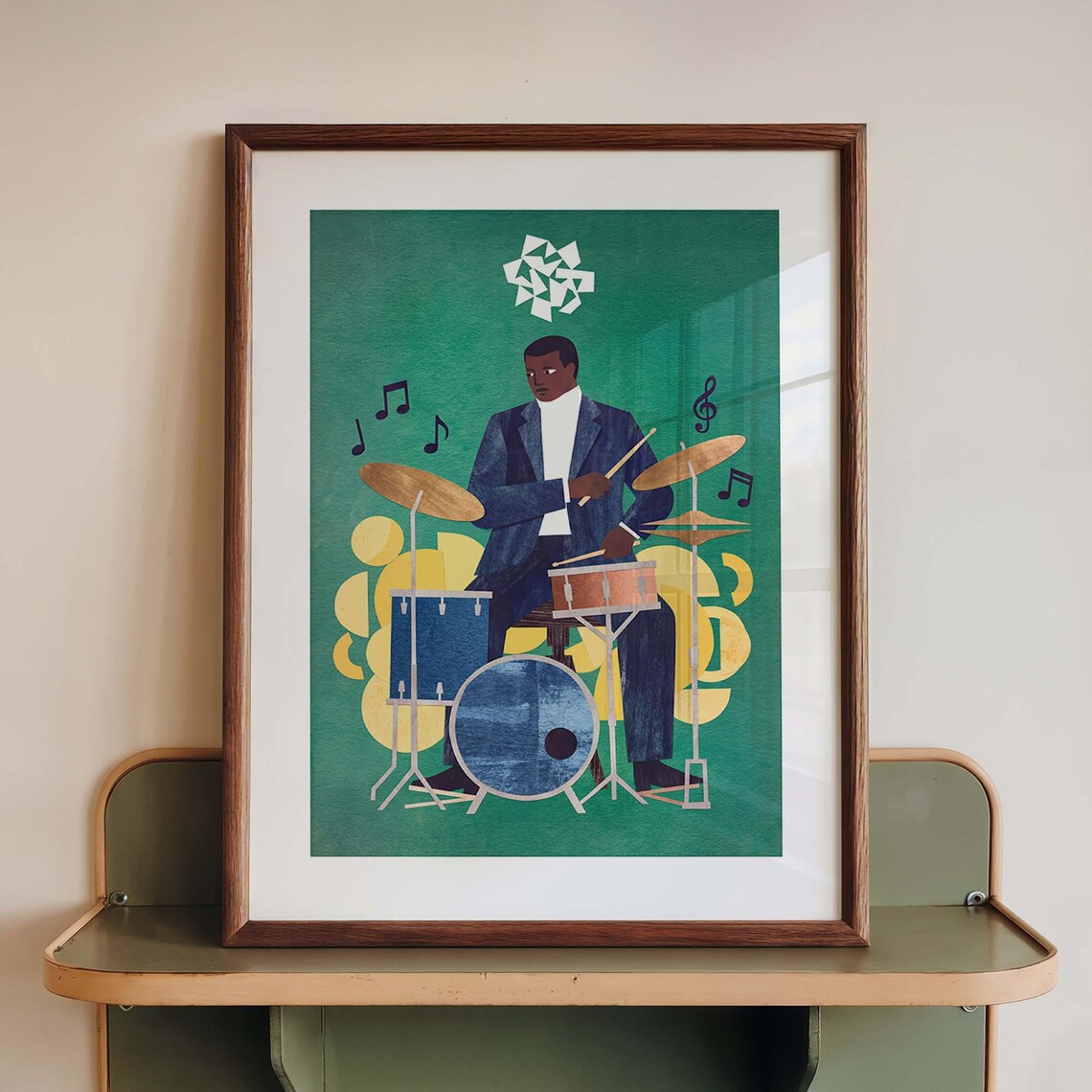 Jazz Drummer Mid-Century Modern Music Room Art Print