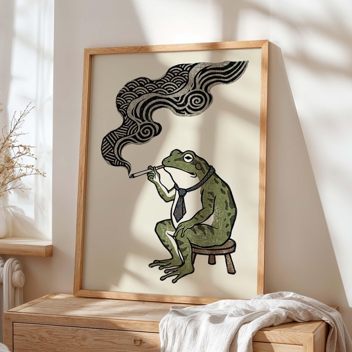 Frog Smoking A Cigarette, Vintage Retro Poster