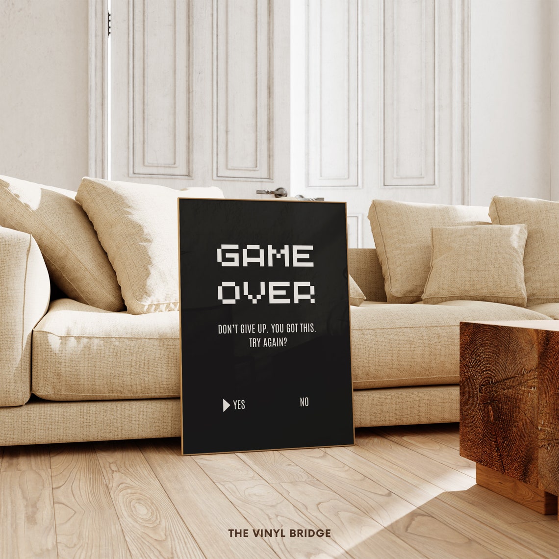 Game Over Dont Give Up Try Again Pixel Retro Gamer Motivational Poster - Image 4