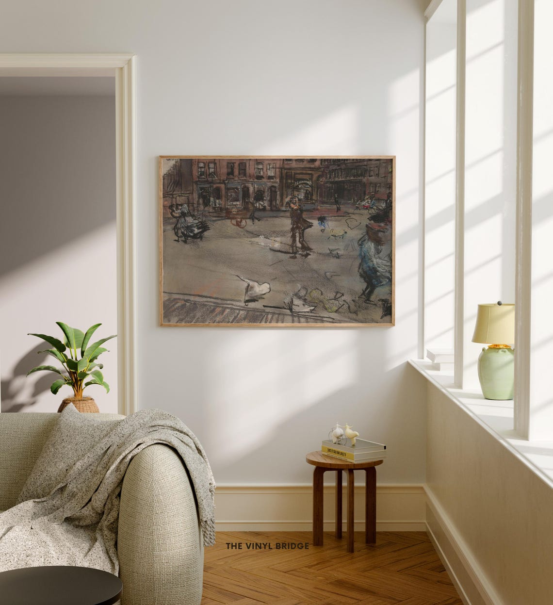 Impressionist Windy Street Sketch City Art Vintage Style Poster