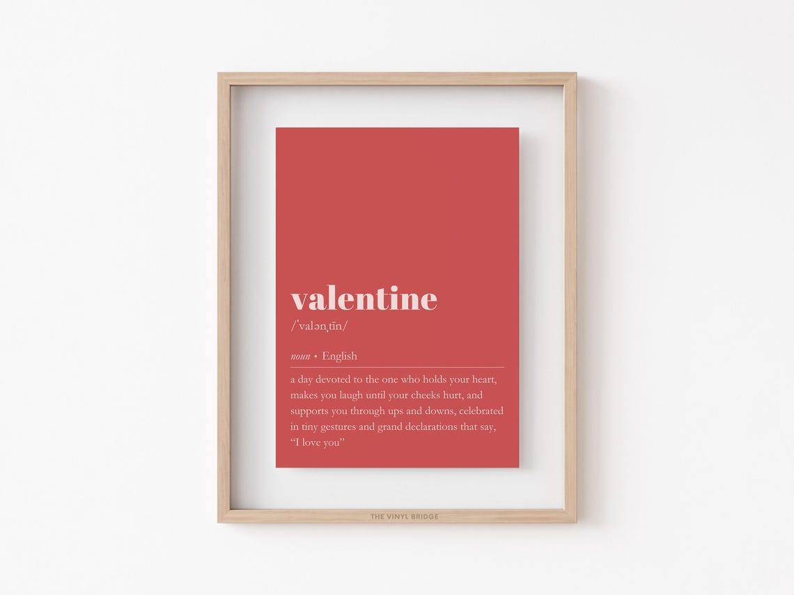 Bold Romantic Red Valentine Dictionary Definition Quote Poster - Image 3