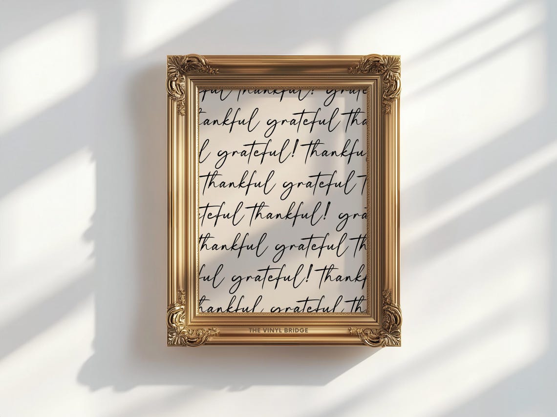 Thankful Grateful Calligraphy Script Repeated Pattern Poster - Image 2