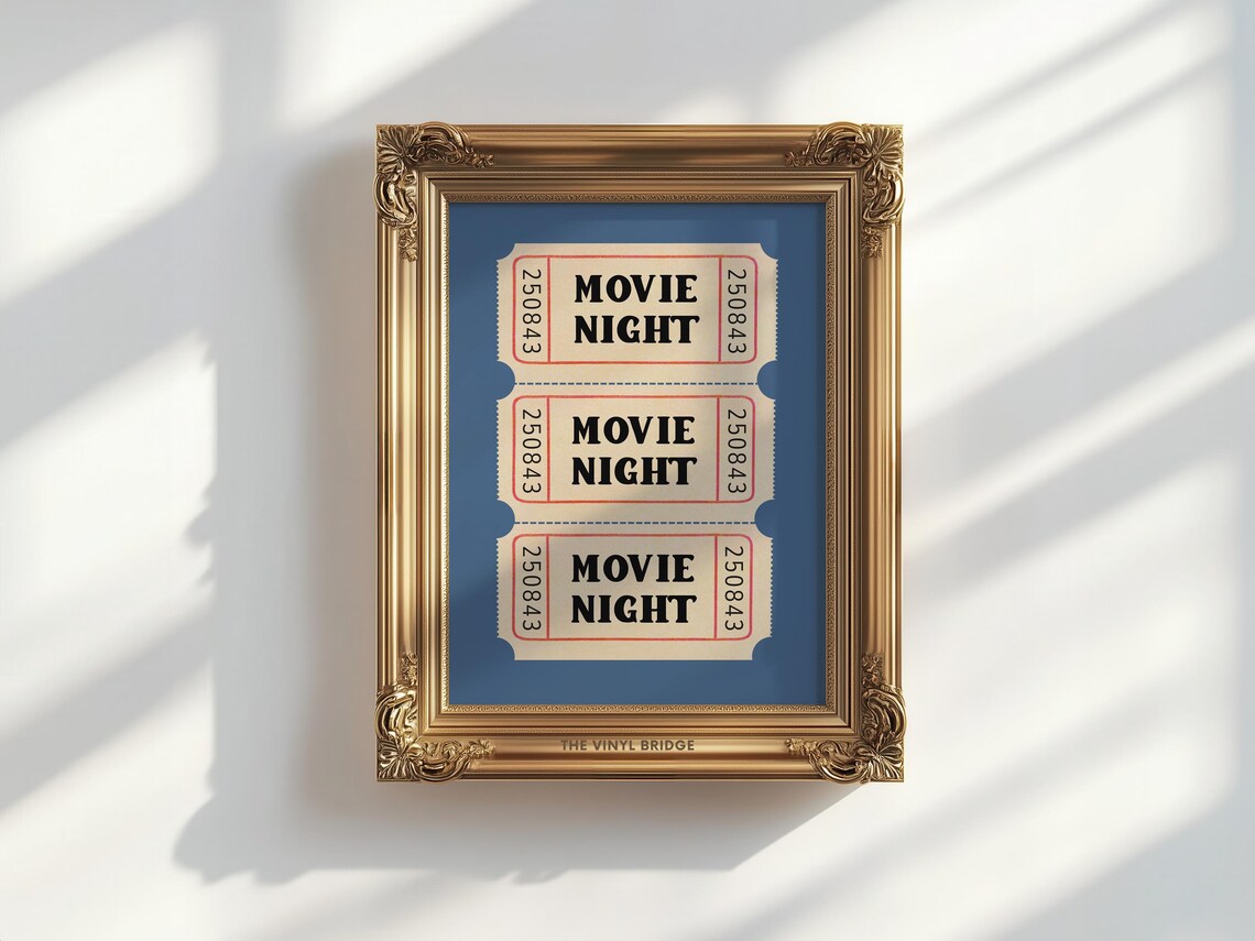 Movie Night Tickets Retro Cinema Art Print - Image 2