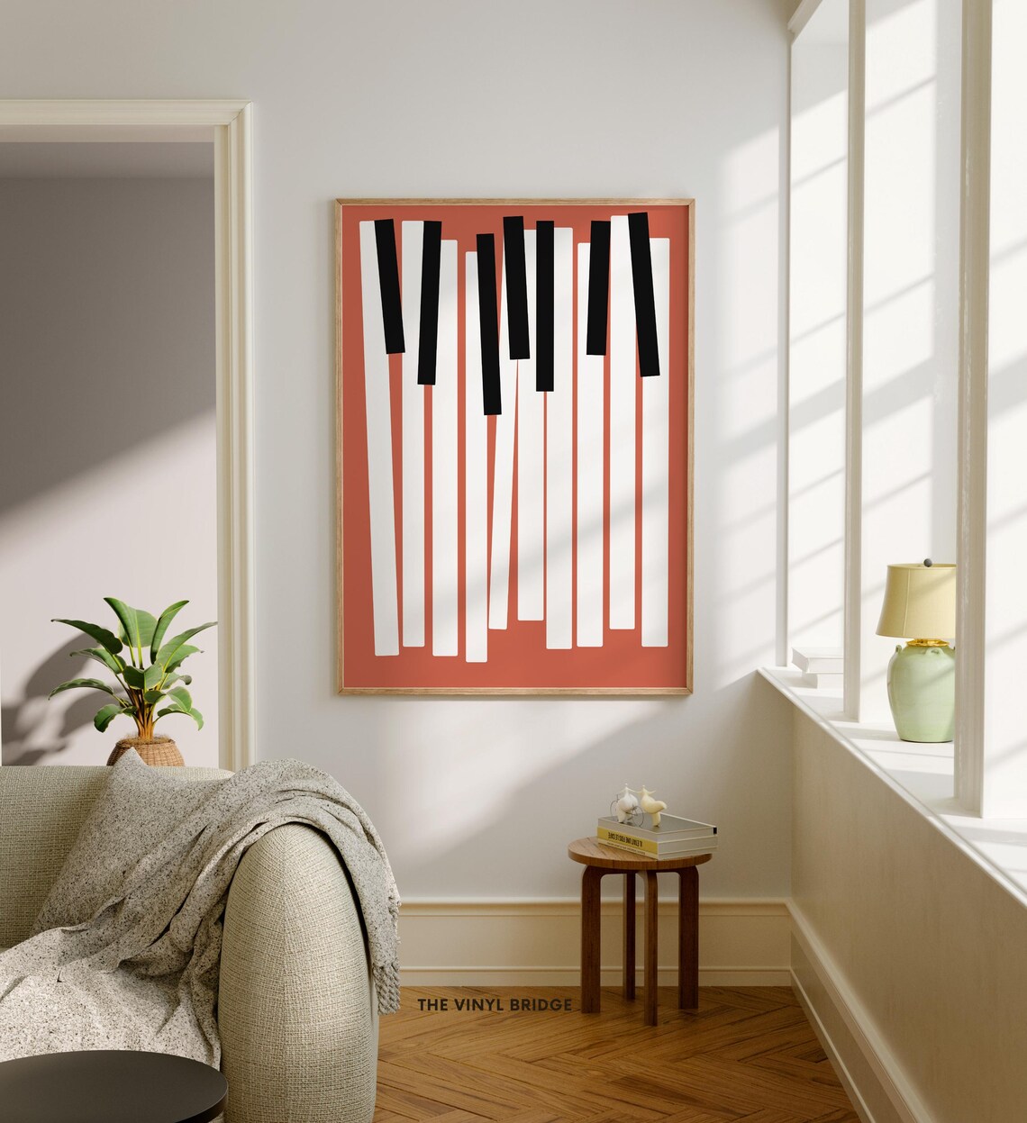 Tilted Piano Keys Abstract Keyboard Illustration Terracotta Music Poster - Image 4