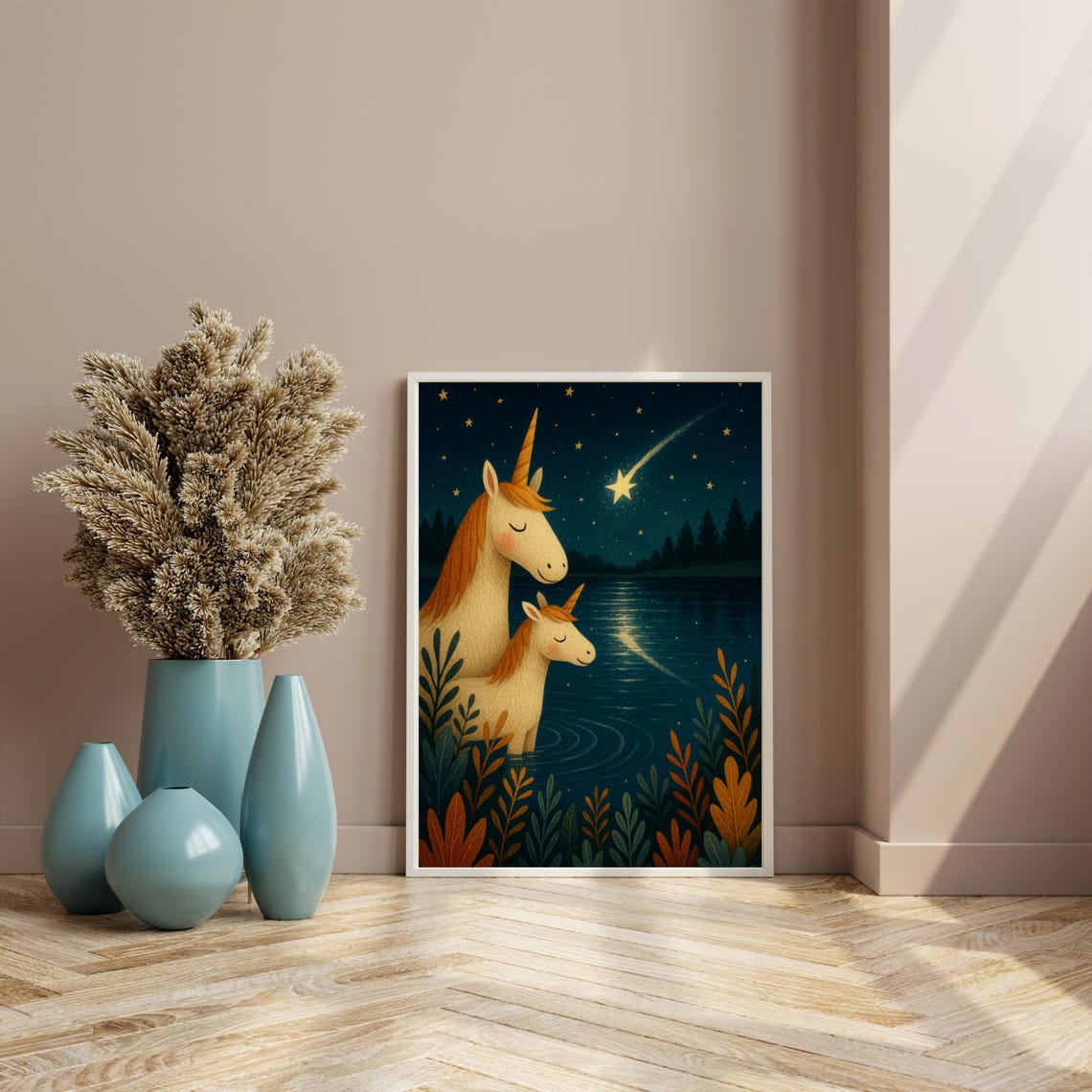 Unicorn Starry Night, Mother And Baby Nursery Decor - Image 4