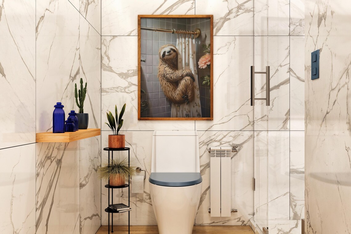 Funny Sloth Bathroom Decor for Kids, Laundry Room - Image 3