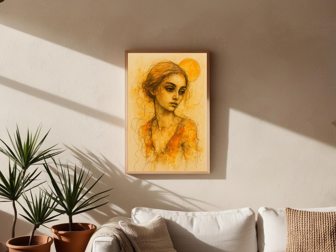 Sun Kissed Woman Portrait, Renaissance Style Print - Image 2