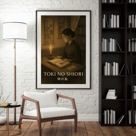 Toki No Shiori Japandi Wall Art, Japanese Woman Reading