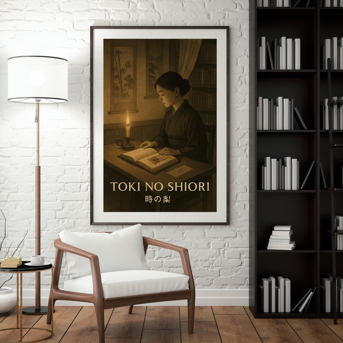 Toki No Shiori Japandi Wall Art, Japanese Woman Reading