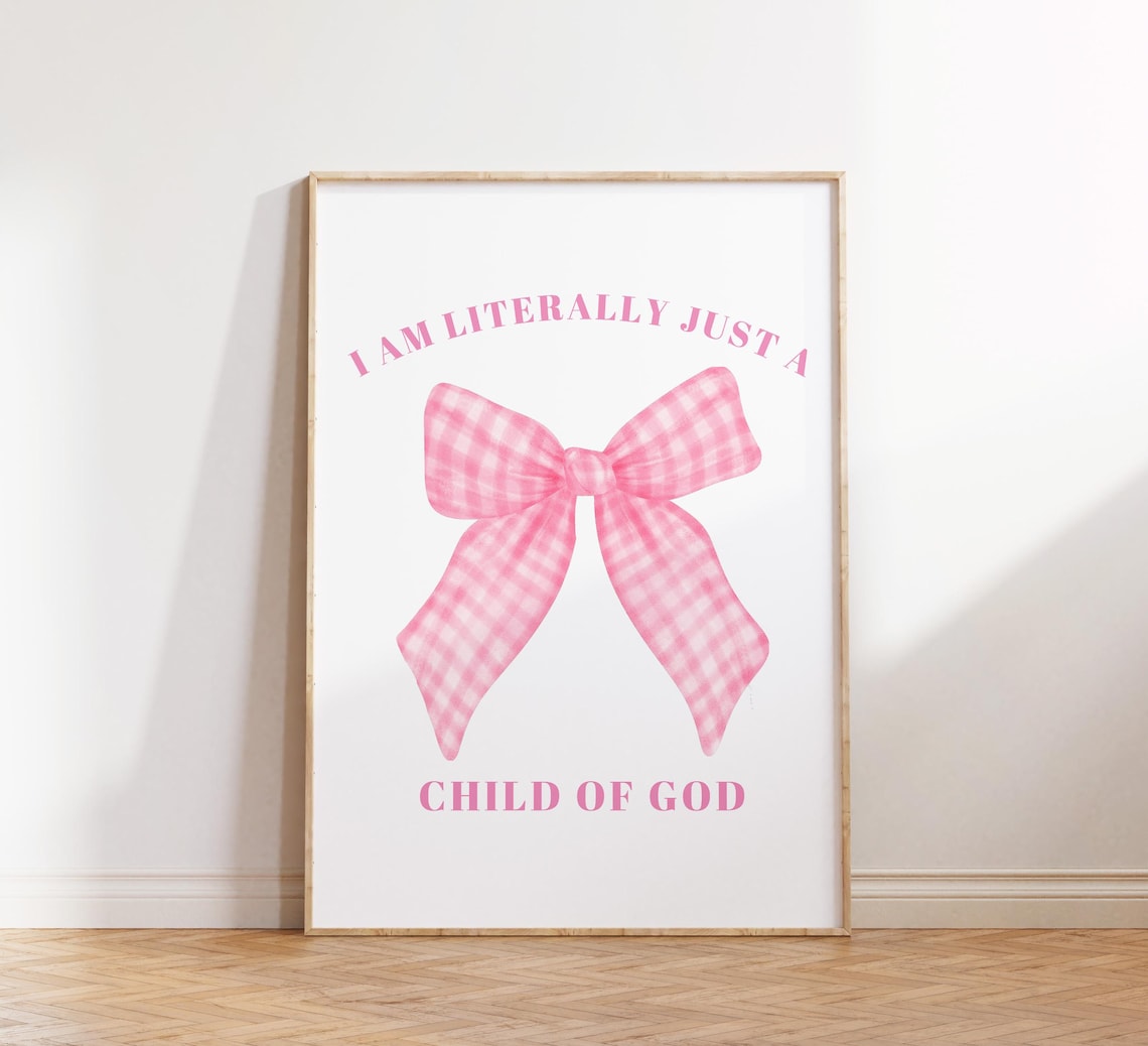 Child Of God Pink Gingham Bow Coquette Christian Faith Poster