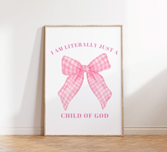 Child Of God Pink Gingham Bow Coquette Christian Faith Poster