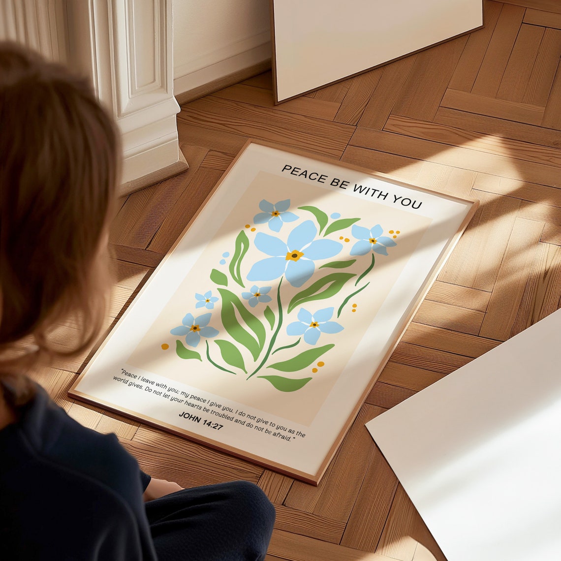 Christian Wall Art Forget Me Not Flower Wall Decor John Scripture Religious Poster Faith Print Bible Verse Gift For Christian - Image 3