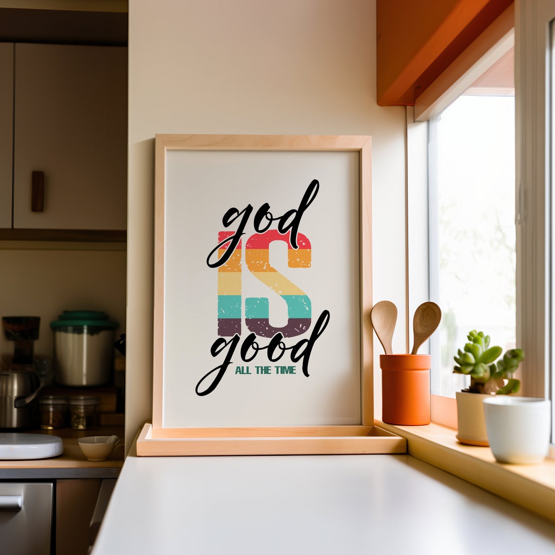 Retro Christian Wall Print God Quote Print Christian Poster Bible Verse Wall Decor Large Art Christian Gift - Image 2