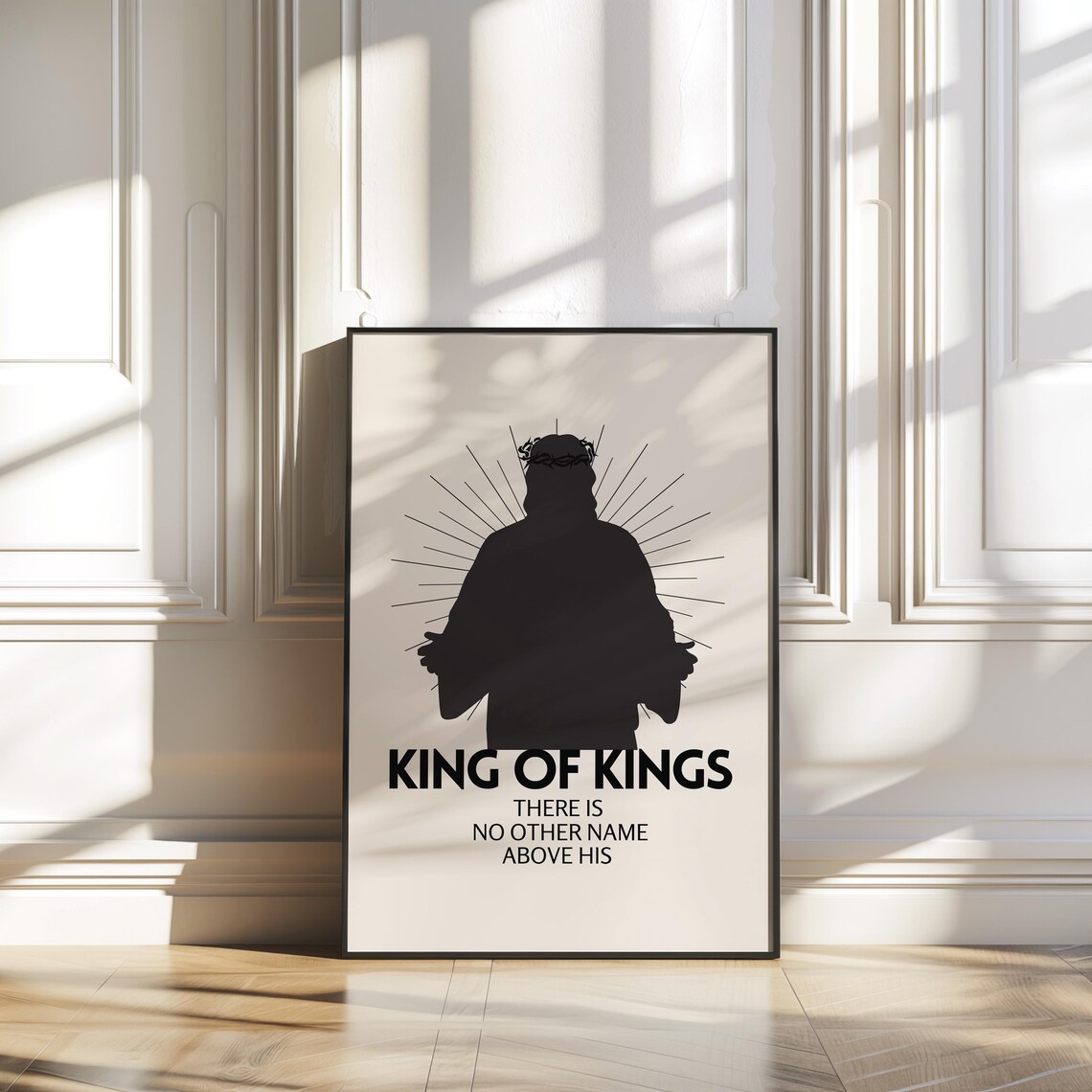 King Of Kings Jesus Silhouette Crown Of Thorns Christian Poster - Image 3
