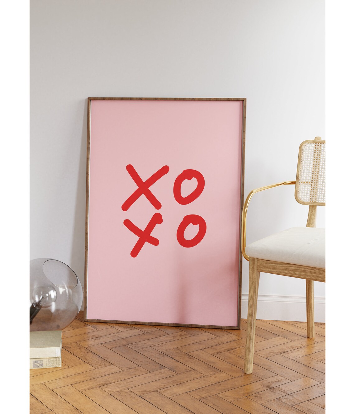 XOXO Red Handwritten Lettering Pink Love Sign Decor Quote Poster - Image 5