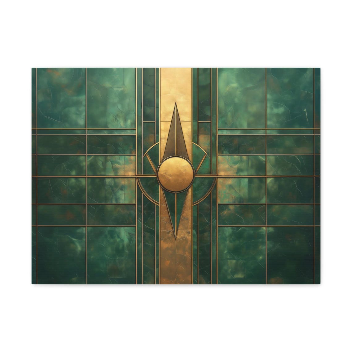 Teal Green And Gold Art Deco Sunburst Diamond Geometric Poster - Image 3
