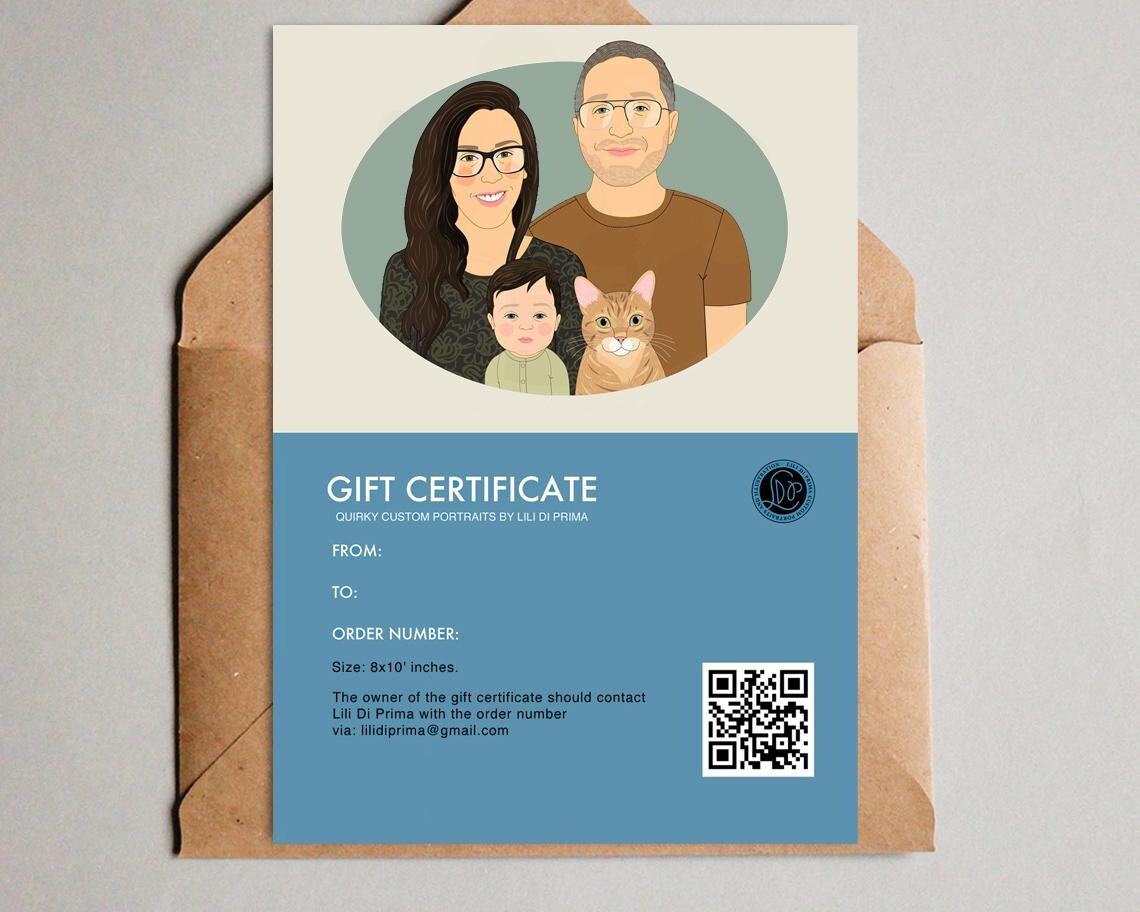 Custom Portrait Gift Certificate Family of Four 8x10 Art Print