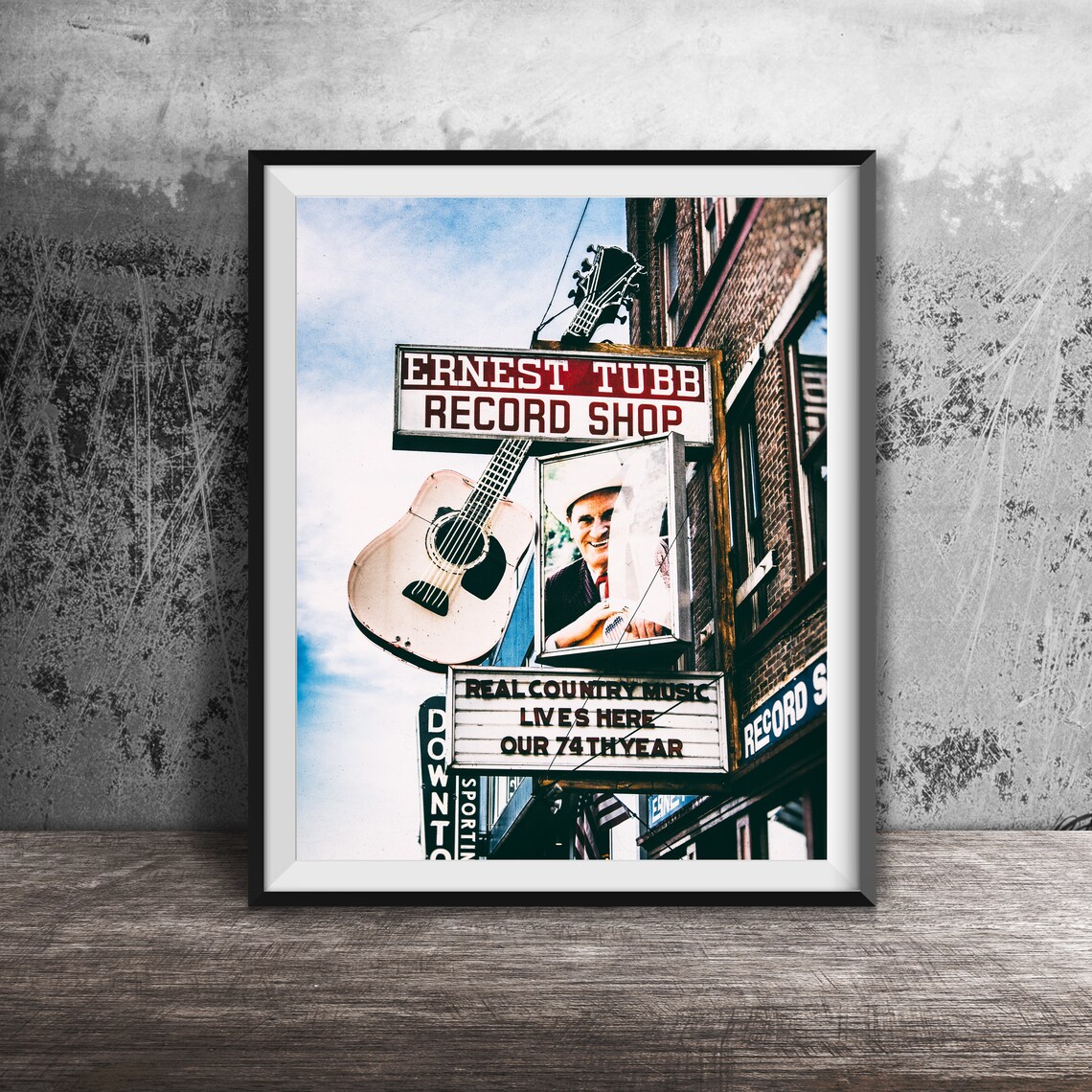 Ernest Tubb Record Shop Giant Guitar Sign Nashville Photo Poster