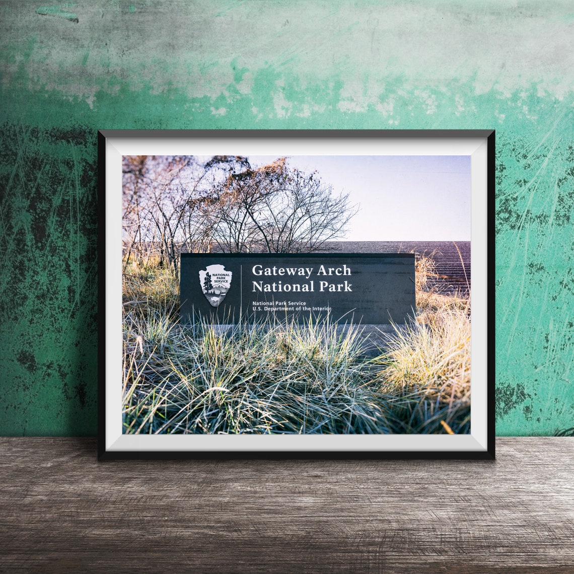 Gateway Arch National Park Entrance Sign St Louis Winter Poster