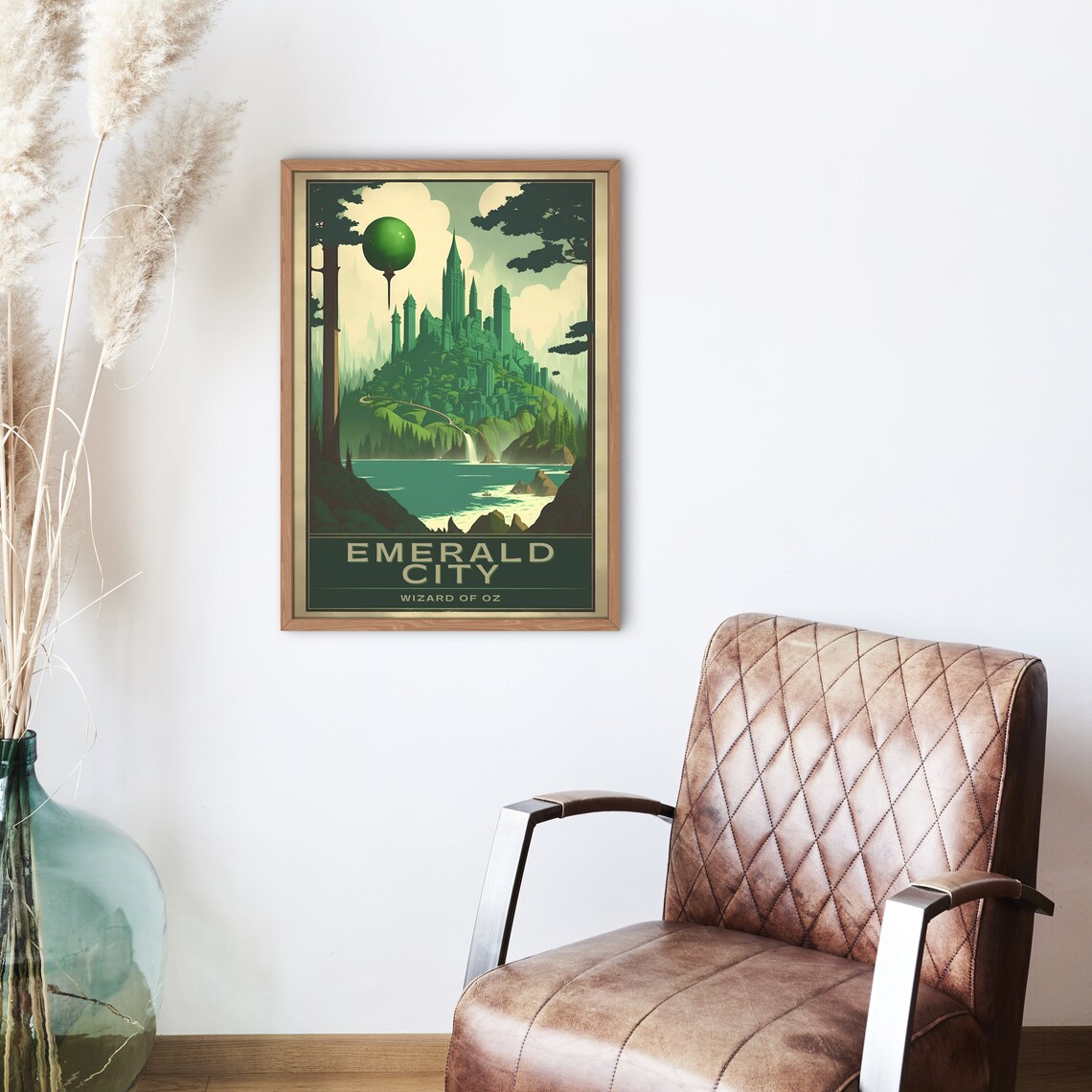 Emerald City Wizard Of Oz Balloon Lake Green Towers Travel Poster - Image 2