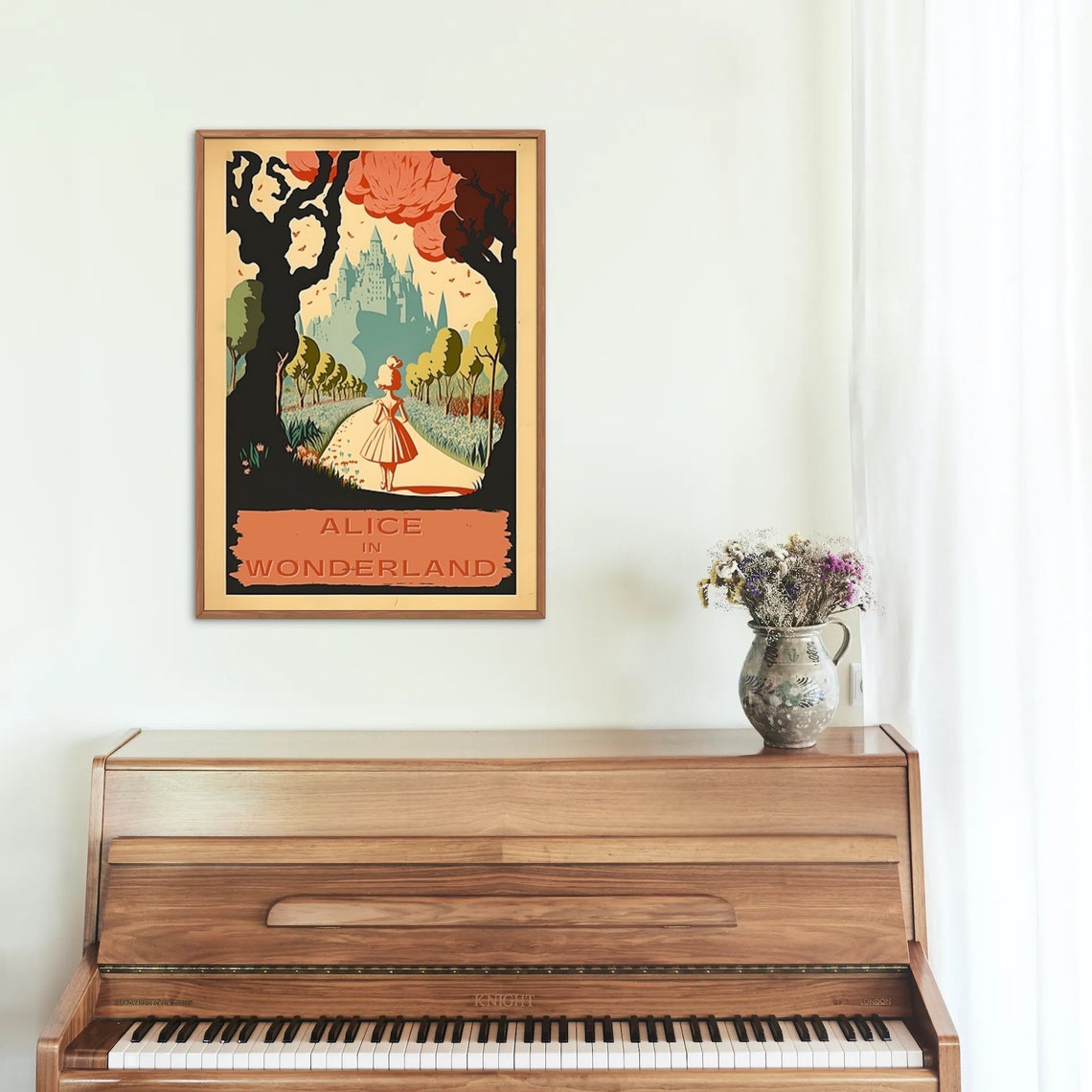 Alice In Wonderland Pink Dress Castle Path Whimsical Vintage Poster - Image 4