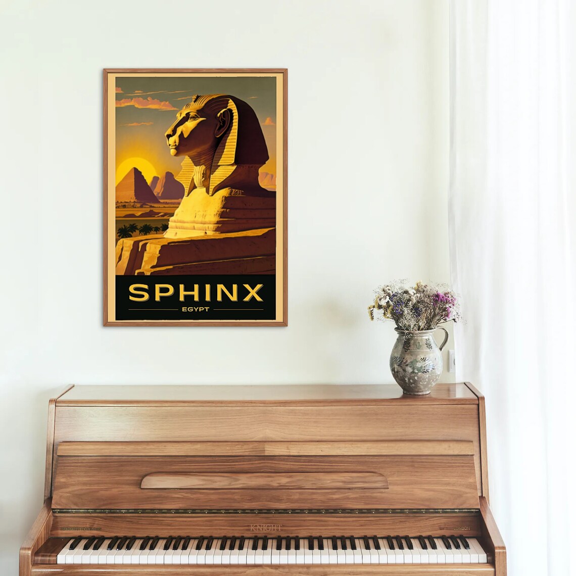 Giza Egypt Sphinx Sunset Golden Pyramids Vintage Travel Poster - Image 4