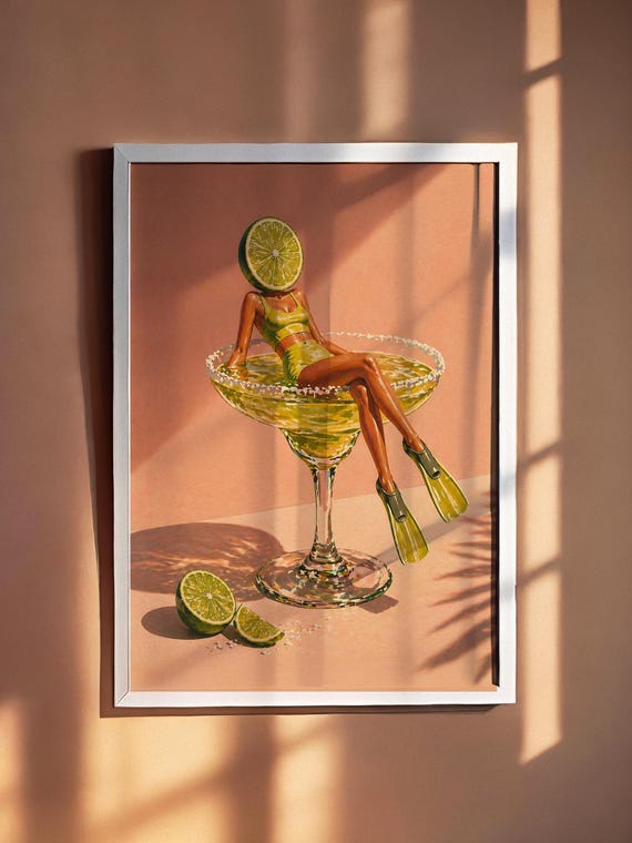 Retro Margarita Cocktail Bar Art Print Kitchen Wall Decor For Tequila Lovers