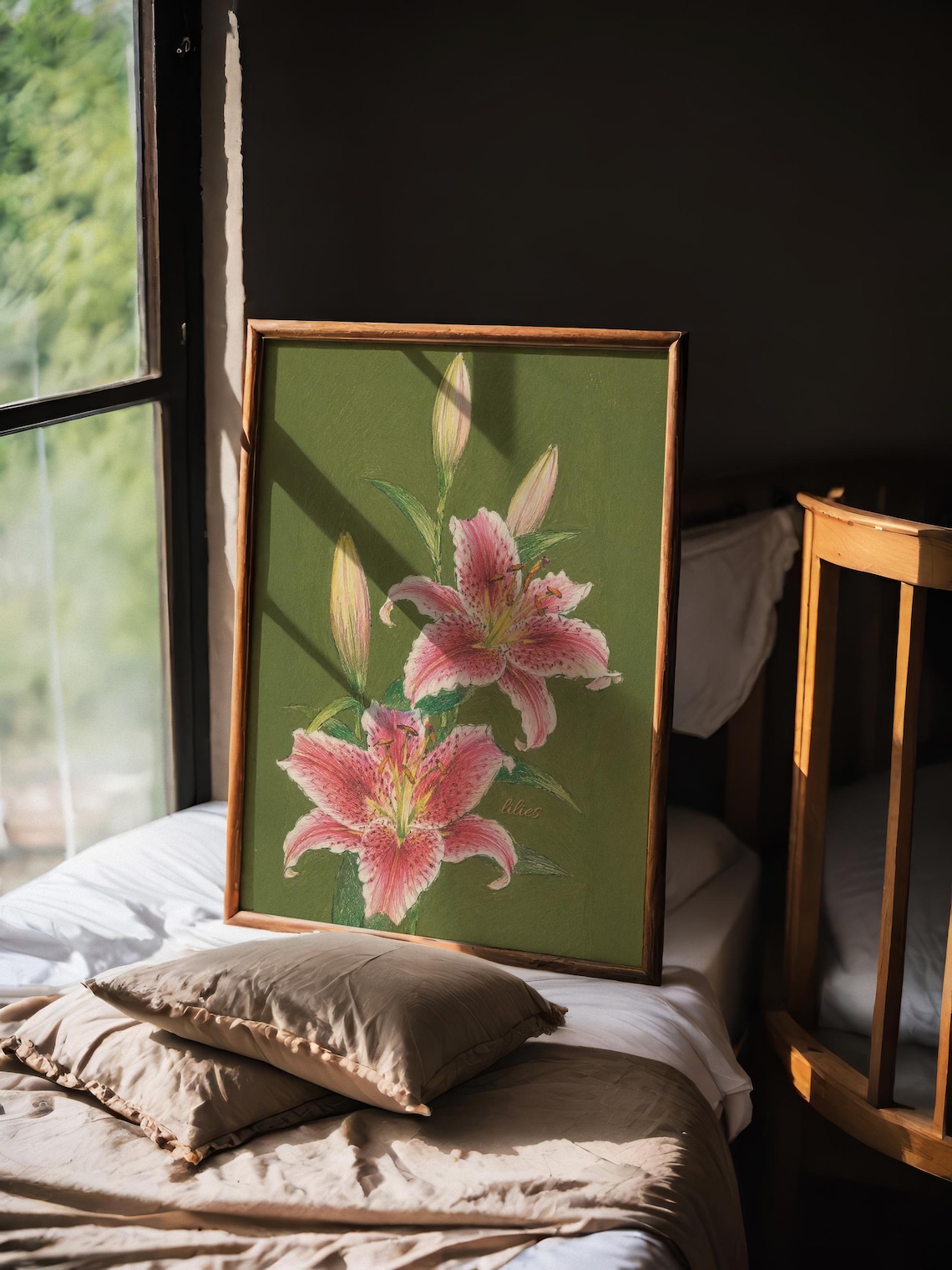 Pink Lilies Vintage Floral Botanical Art Print - Image 5