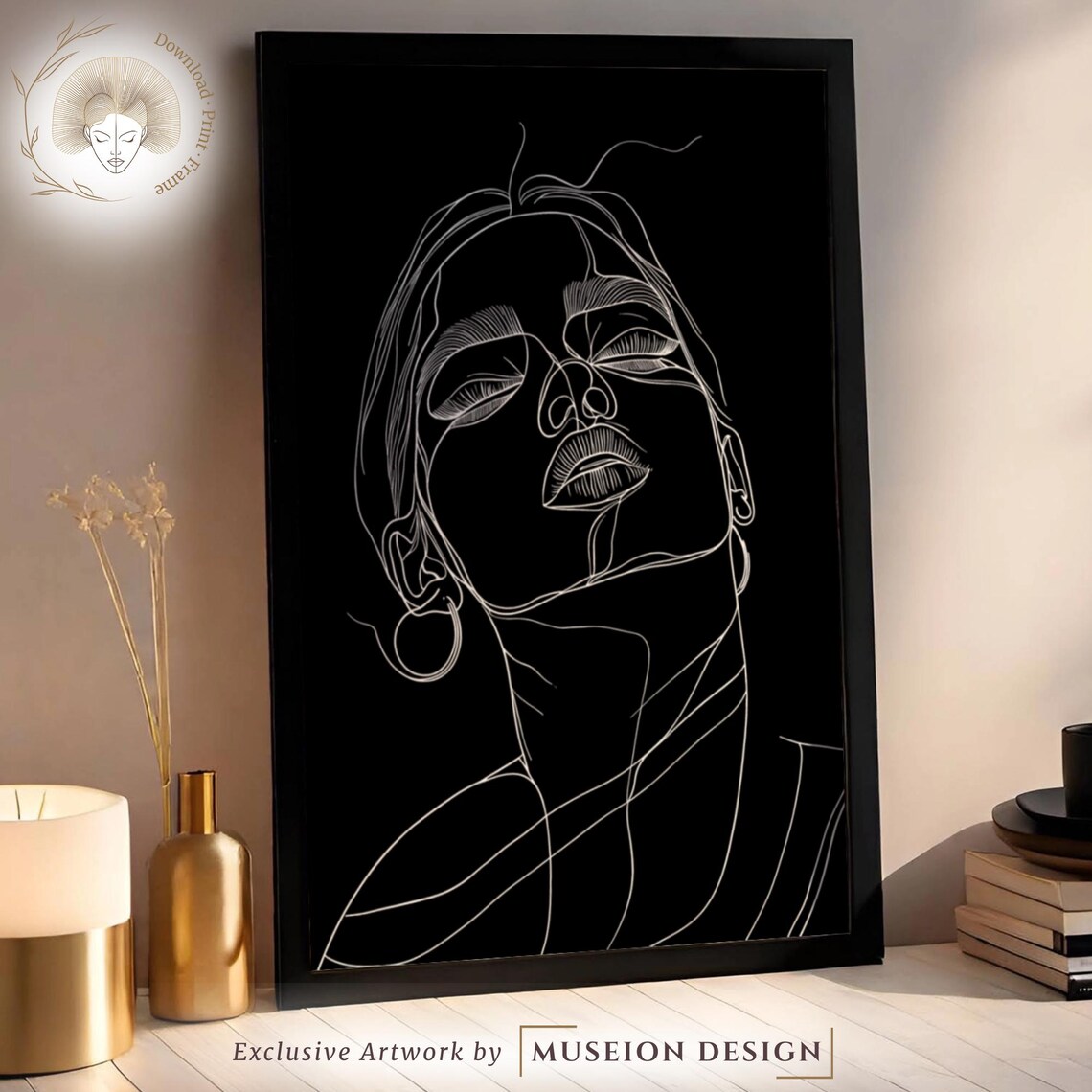 Line Art Woman Portrait Minimalist Black And White Wall Modern Abstract Face Drawing Home Decor