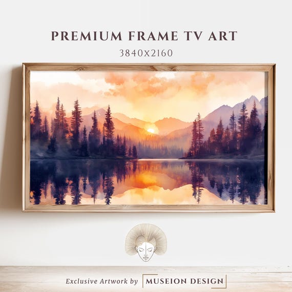 Golden Sunset Frame Tv Art 4k Landscape For Samsung Wall Mountain And Lake Nature Scenery Instant