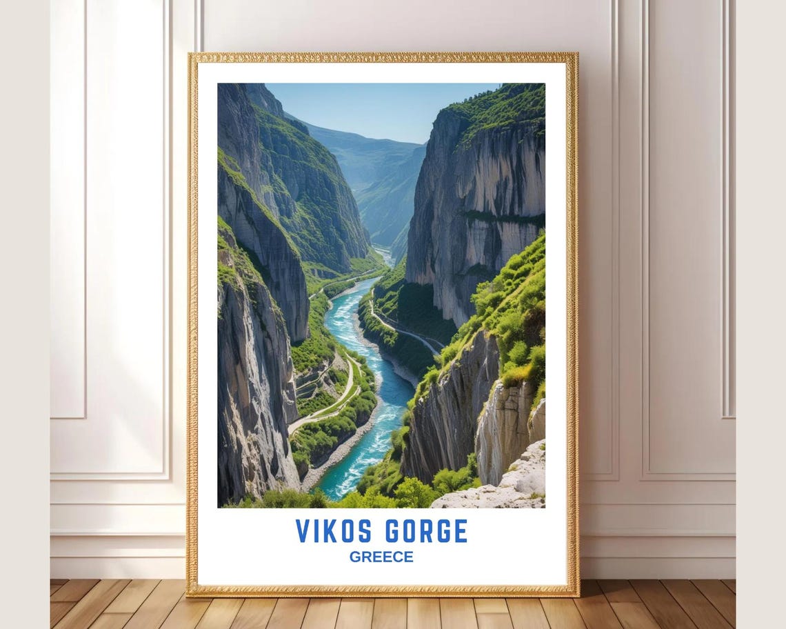 Vikos Gorge Greece Turquoise River Canyon Scenic Travel Poster