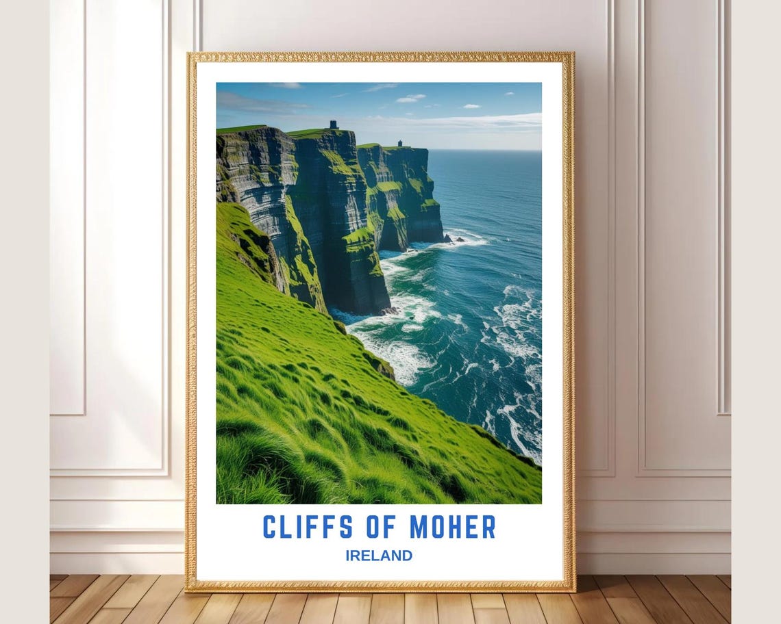 Cliffs Of Moher Ireland Dramatic Green Sea Cliffs Ocean Scene Poster