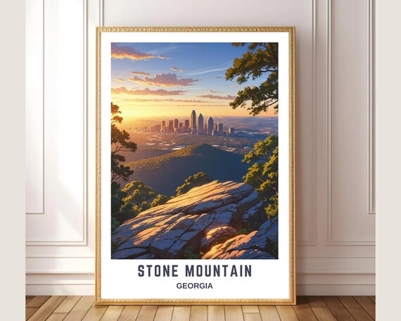Stone Mountain Georgia Atlanta Skyline Sunset Vista Scenic Poster