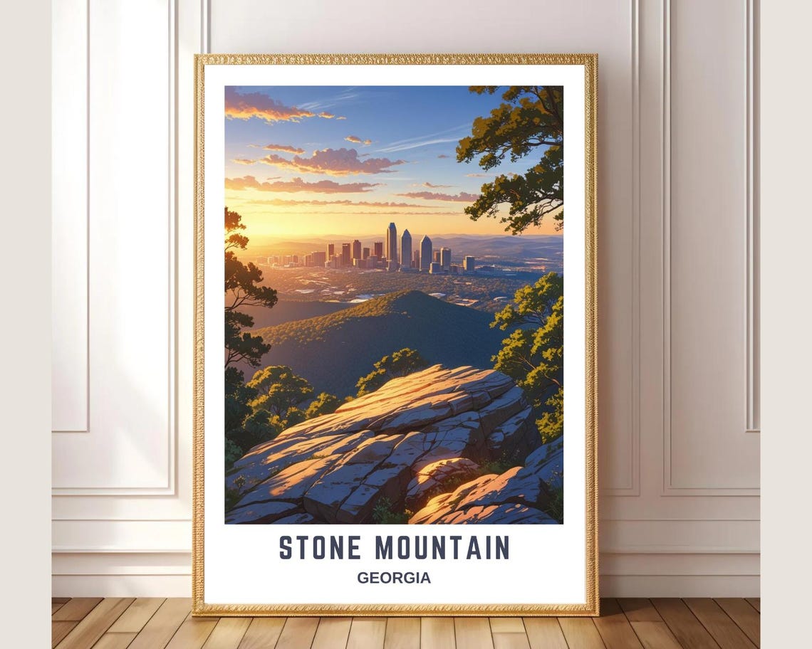 Stone Mountain Georgia Atlanta Skyline Sunset Vista Scenic Poster