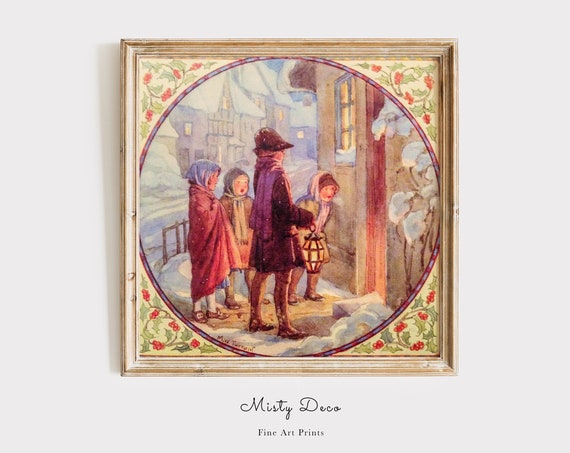 Christmas Carol Singers Vintage Illustration By Margaret Tarrant Postcard Upscaled For Print Xmas Poster Art