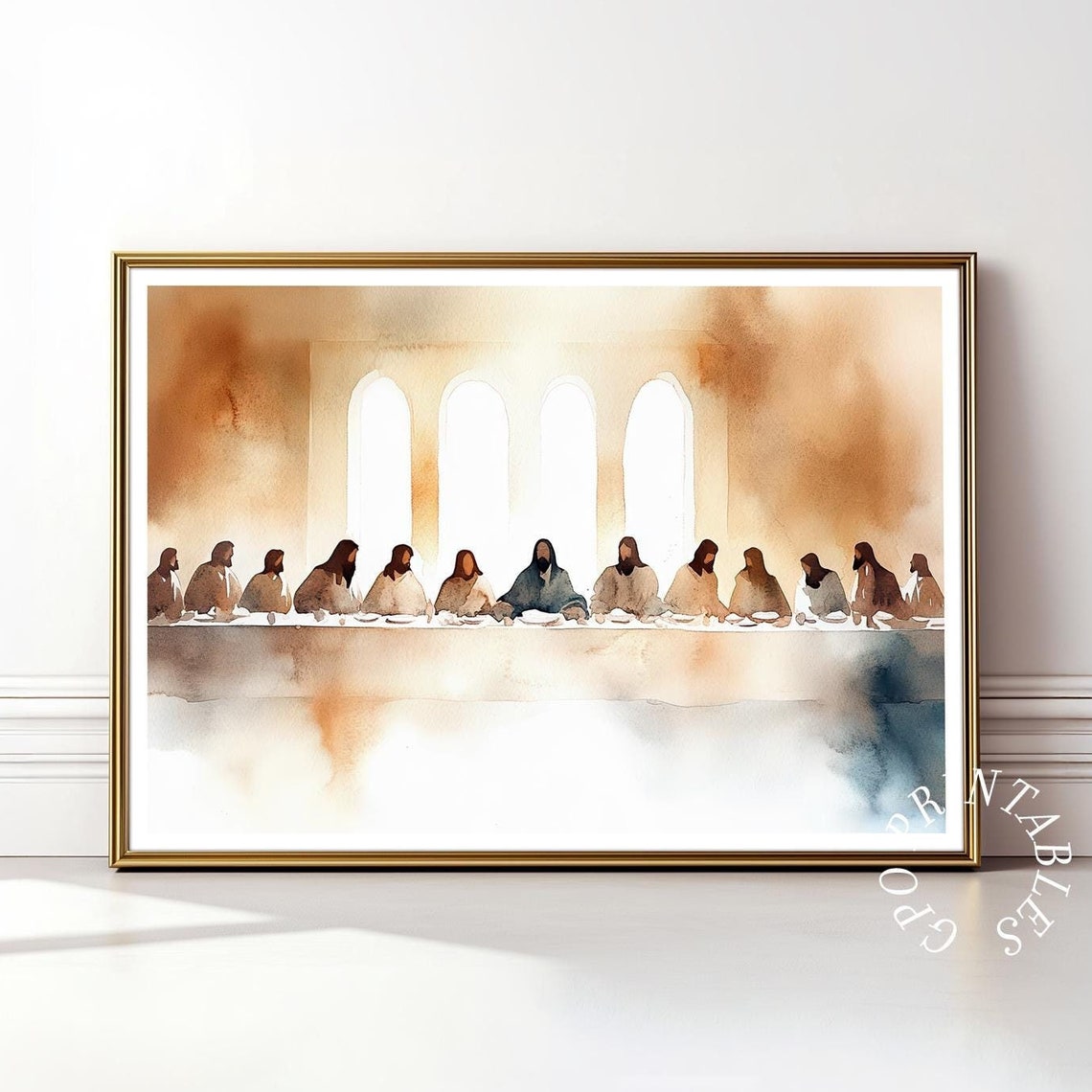 The Last Supper Watercolor, Minimalist Art Print
