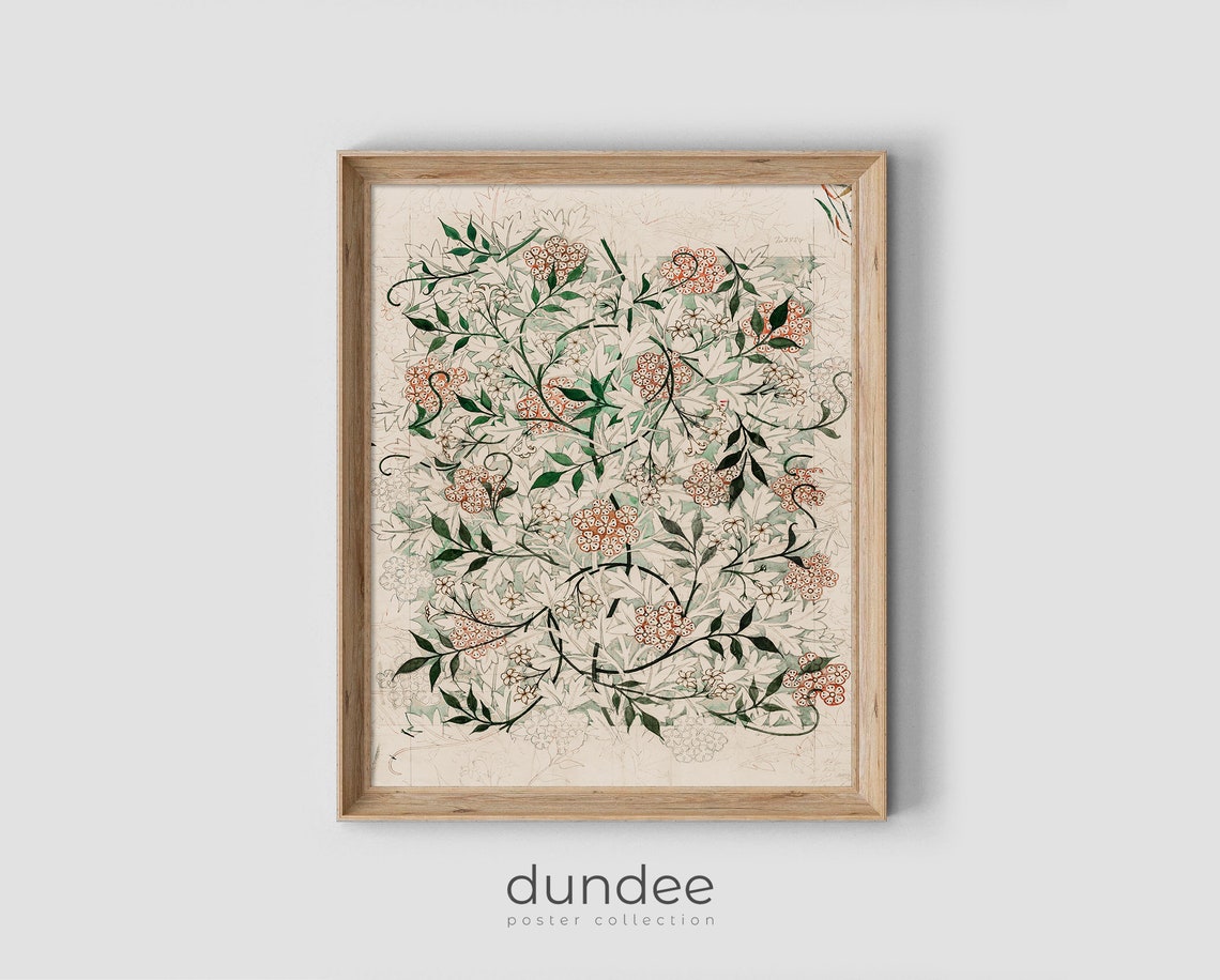 Vintage Vine and Blossom Floral Pattern Botanical Art Poster