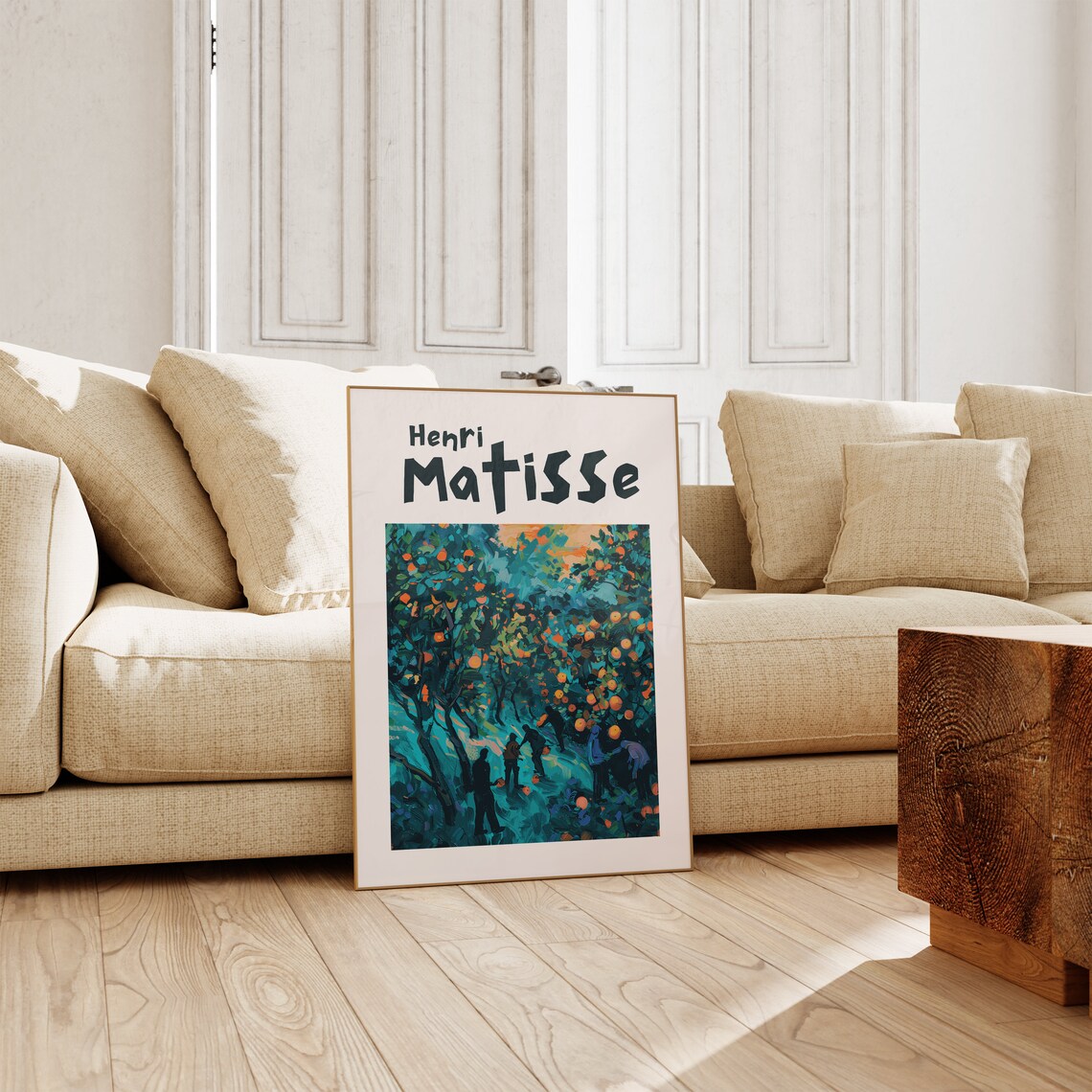 Henri Matisse Teal Orange Grove Harvesters At Dusk Night Poster - Image 2