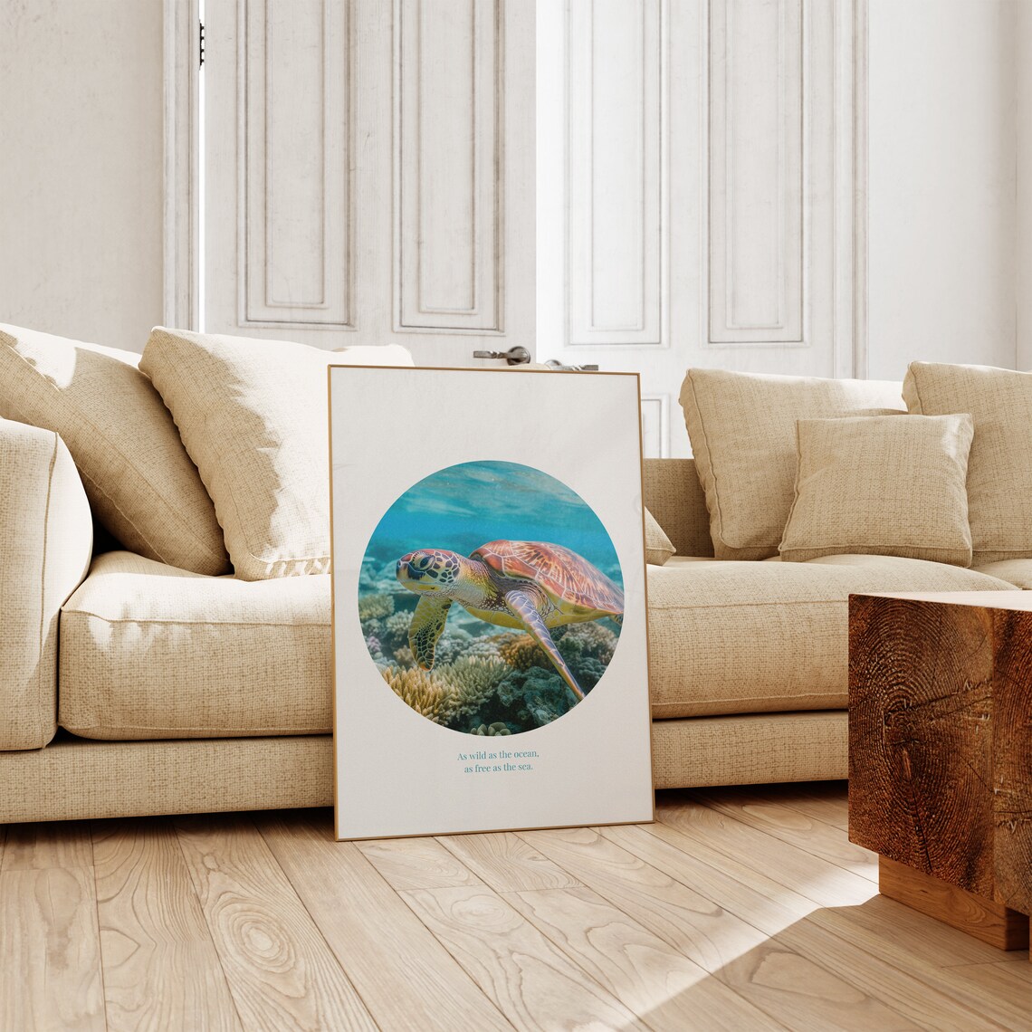 Ocean Wanderer Turtle Poster, Neutral Nautical Decor - Image 2