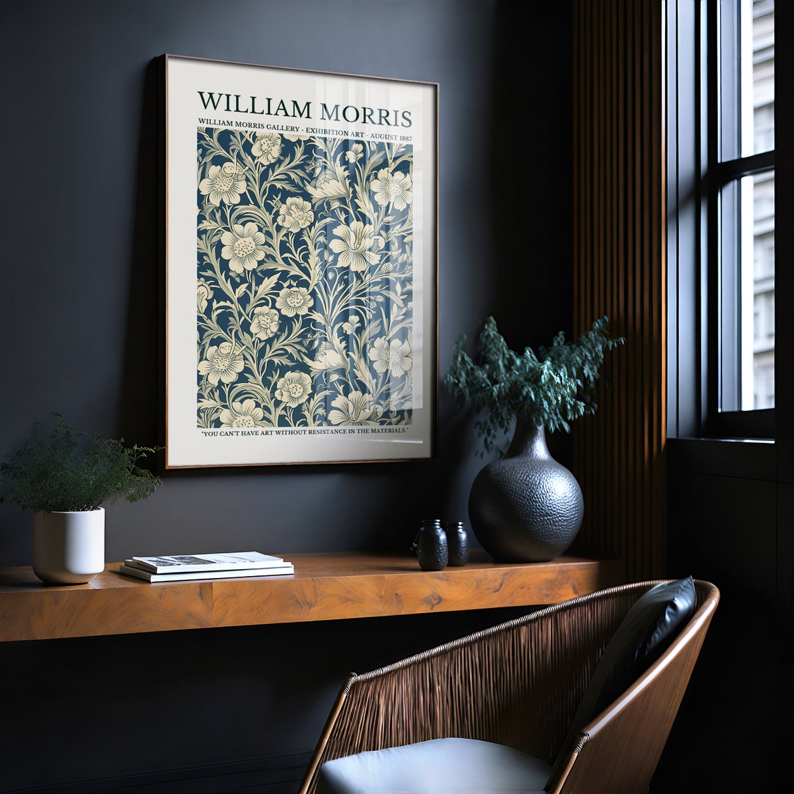 William Morris Blue Blossom Garden Pattern Exhibition Poster - Image 2