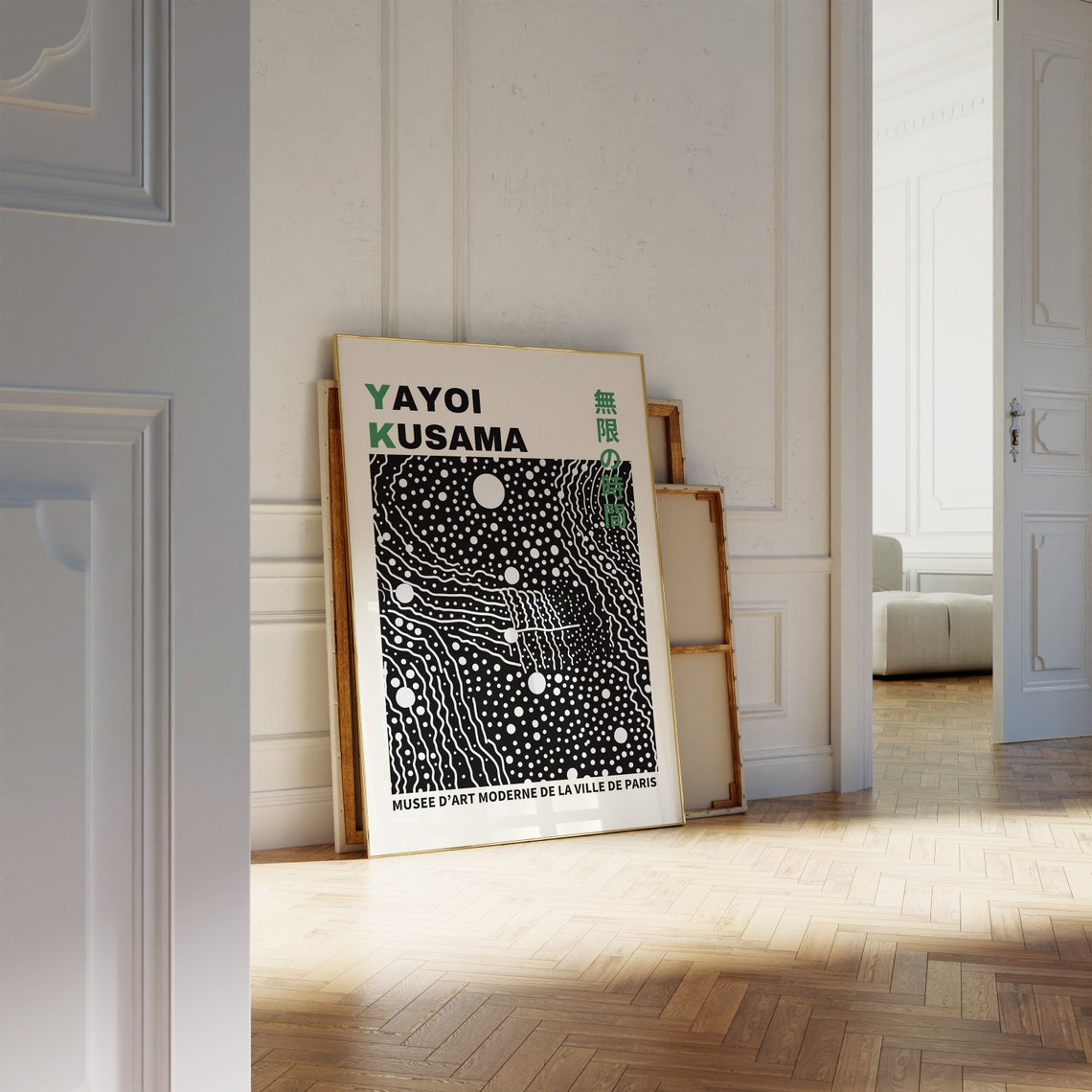 Yayoi Kusama Paris Museum Black White Infinity Nets Art Poster - Image 3