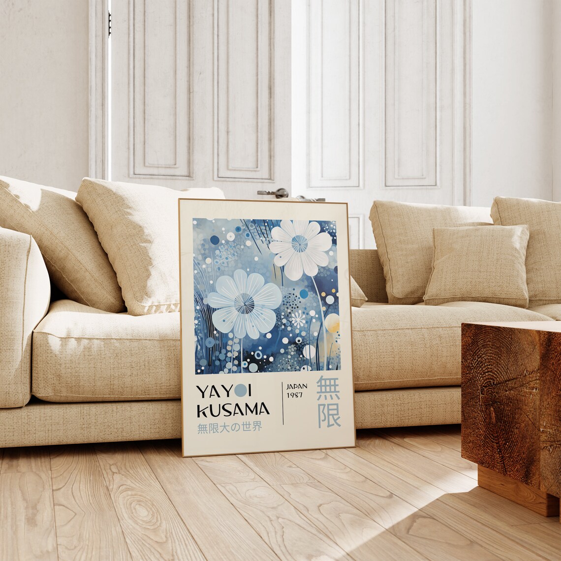 Yayoi Kusama Blue Floral Japan 1987 Dotted Art Exhibition Poster - Image 4